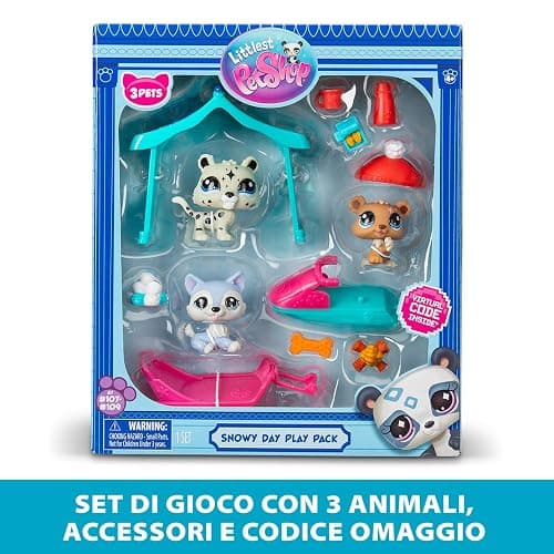 BANDAI Littlest Pet Shop Snow Day Set BF00534 Includes 3 Pets, 3 Accessories, 1 Collector Card, 1 Virtual Code, 1 Snowmobile, 1 Sled, Generation 7 (#107, #108, #109),4 Years+ thumbnail 3