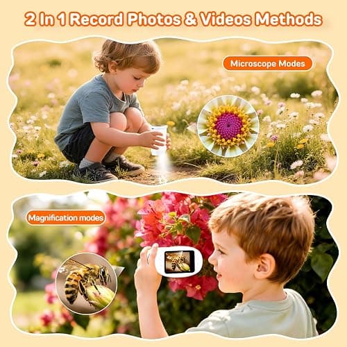 1000X Handheld Digital Microscope for Kids with 2.0" IPS Screen, Easter Gifts Portable STEM Science Lab Toy, Rechargeable Pocket Microscope Educational Gift for Boys & Girls Age 4-6 8-12, White thumbnail 6