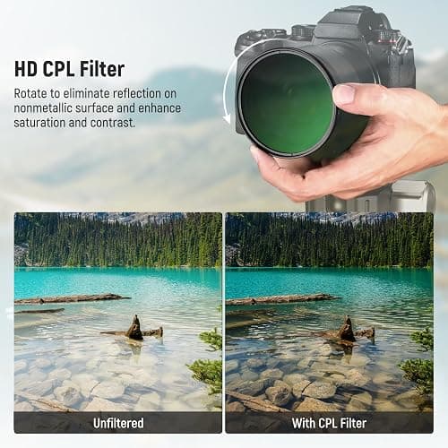 NEEWER 62mm CPL Filter with Lens Cap, Ultra Thin Circular Polarizing Filter, Nano Coating, HD Optical Glass for Camera Lens, Reduces Reflection and Glare Increases Contrast thumbnail 3