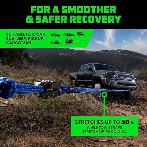 Rhino USA Kinetic Rope Recovery Kit (7/8in x 30ft) - Heavy Duty Offroad Snatch Strap - Includes 2 Soft Shackle for UTV, ATV, Truck, Car, Jeep, Tractor thumbnail 3