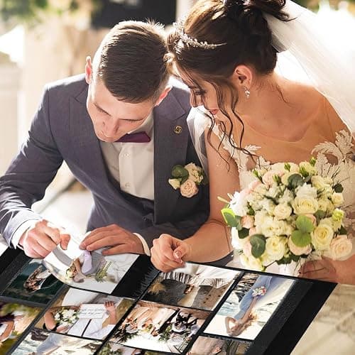 Lanpn Wedding Photo Album 4x6 600 Pocket Photos Slip in, Linen Cover Large Capacity Newlywed Marriage Album Hold 600 Horizontal Vertical Photos (Flower, Beige) thumbnail 6