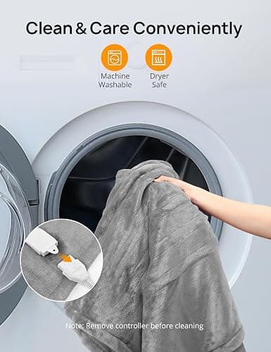 Electric Heated Blanket, Heated Throw Blanket 60" x 50" Soft Flannel Fast Heating Blanket with 10 Heating Levels 1-12 Hours Timer Auto-Off Protection Gifts for Women Men thumbnail 7
