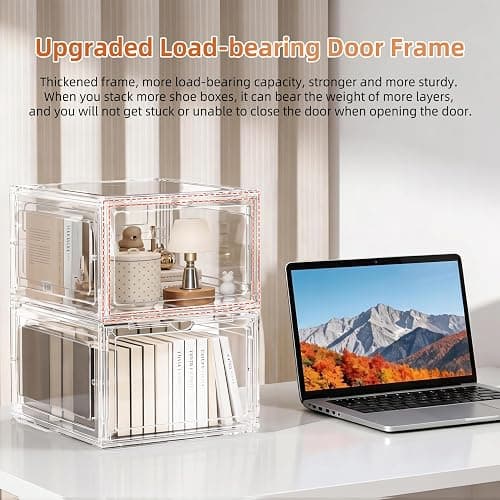 KEFA XL Shoe Storage Box Organizer, 12 Pack Shoe Boxes Clear Plastic Stackable, Sneaker Display Case Container Fit for US 12 thumbnail 8