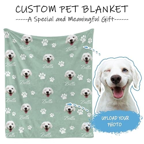 Personalized Custom Dog Portrait Blanket for Dog Lover Mom or Memorial Gift thumbnail 3