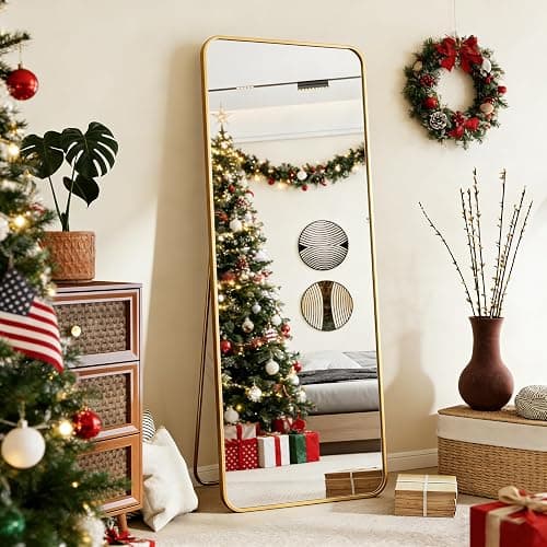 BEAUTYPEAK Gold Full Length Mirror, 56"x21" Rounded Corner Floor Mirror Standing Hanging or Leaning Against Wall, Suitable for Bedroom or Dressing Room thumbnail 6