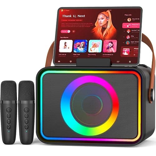 [2025] Karaoke Maschine 2 Mikrofonen: Karaoke Anlage mit 2 Karaoke Mikrofonen - Tragbare Bluetooth Karaoke Box Lautsprecher für Erwachsene Kinder Live-Mischpulte Geschenk für Weihnachten Geburtstag - Image 1