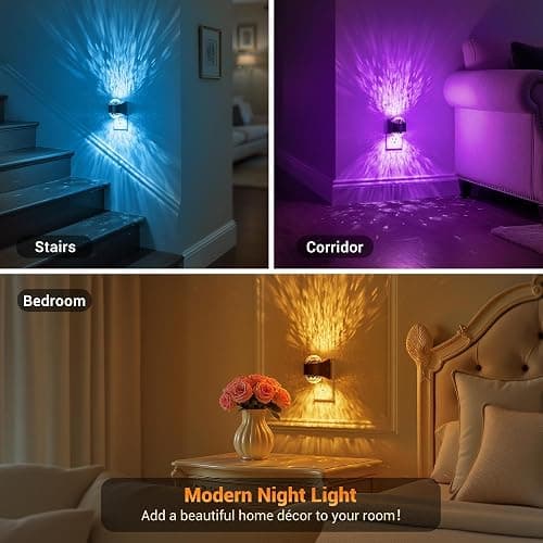 JandCase Night Lights Plug into Wall,2 Pack Star Projector RGB Night Light with 9 Color Change, Automatic Galaxy Nightlight Plug in with Light Sensor for Bathroom Hallway Room Decor thumbnail 5