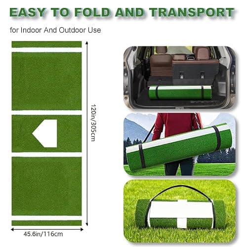 Baseball Hitting Mat, Softball Pitching Mat/Batting Cage Mats with Non-Slip Rubber Backing, Batting Cage Mat with Home Plate, Batters Box Turf Mat Baseball for Indoor and Outdoor thumbnail 2