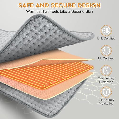 LANVA Heating Pad for Back Pain & Period Cramps Relief - Christmas Gifts for Women Men Mom Dad, Portable Electric Neck and Shoulder Heating Pads Large, 10 Heat Settings, ETL Certified, 12"x24" thumbnail 6