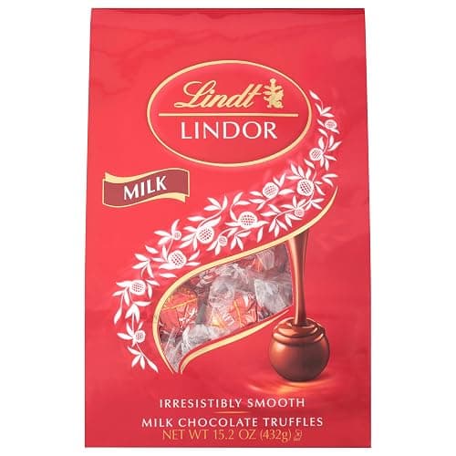 Lindt LINDOR Milk Chocolate Candy Truffles, Milk Chocolate with Melting Truffle Center, 15.2 oz. Bag thumbnail 8