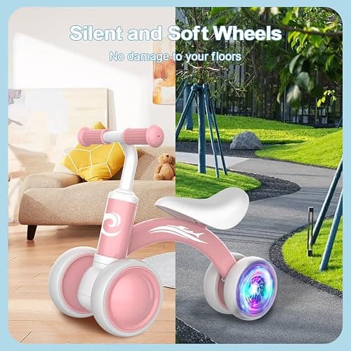 Colorful Lighting Baby Balance Bike Toys for 1 Year Old Girl Gifts, 10-36 Month Toddler Balance Bike, No Pedal 4 Silence Wheels & Soft Seat Pre-School First Riding on Toys, 1st Birthday Gifts. thumbnail 7