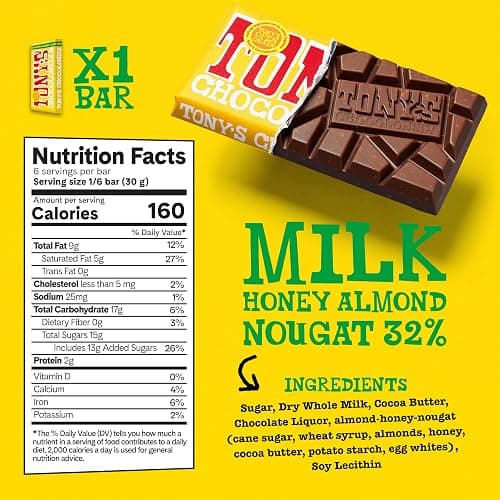 Tony’s Chocolonely Super Duper Milk Chocolate Candy Bar Bundle, Milk & White Chocolate With Sea Salt, Caramel, Pretzel Toffee, Almond, Hazelnut, Made From Quality Fairtrade Cocoa, 6 Bars, 6.35 Oz Each thumbnail 4