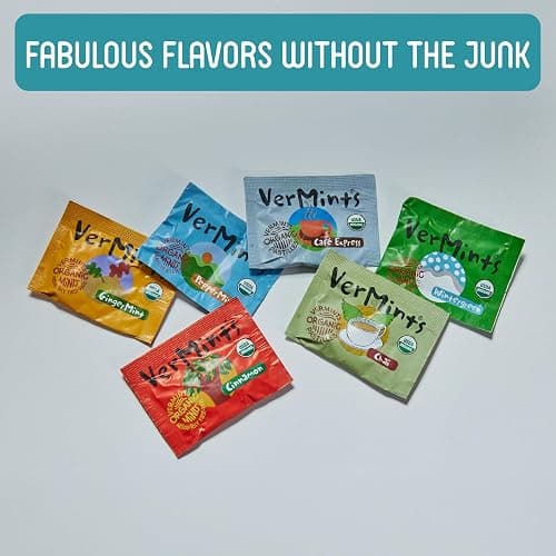 VerMints Organic Breath Mints Wintergreen - Real Ingredients, Lasting Refresh - Travel Size Candies - Non-GMO, Vegan, Nut Free, Gluten Free & Kosher Organic Flavored Candy Mints - 100 Packets thumbnail 10