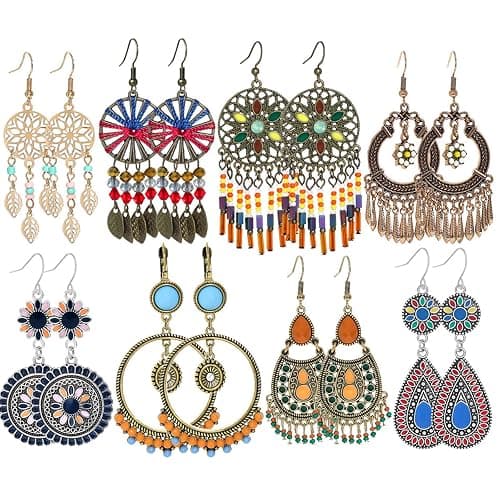Vintage Drop Dangle Earrings for Women, Trendy Bohemia Vintage Statement Earrings for Women, Ethnic Tribal Geometric Dangle Earring, Boho Filigree Jewelry for Party, Wedding, Gift - Image 1