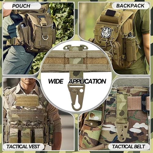 TEHOKARM Tactical Belt Clip T-Mount, MOLLE Bag Clip, Tactical Clash Hook Hanging Carabiner thumbnail 6