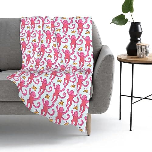 Preppy Blanket Cute Funny Monkeys Decor Throw Blanket Gifts for Girls Boys Super Warm Soft Plush Fleece Flannel Blanket Winter Couch Bedding Blanket for Baby Kids Women 60"x50" thumbnail 3