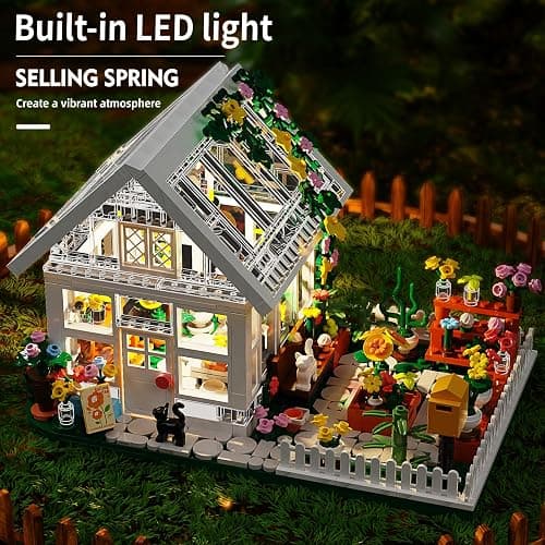 LEGPS YYDS Flower House Building Mini Set with LED, City Street View Greenhouse Building Blocks Toy, Valentine Xmas Gift for Friends or Girls 8-12 Year thumbnail 7