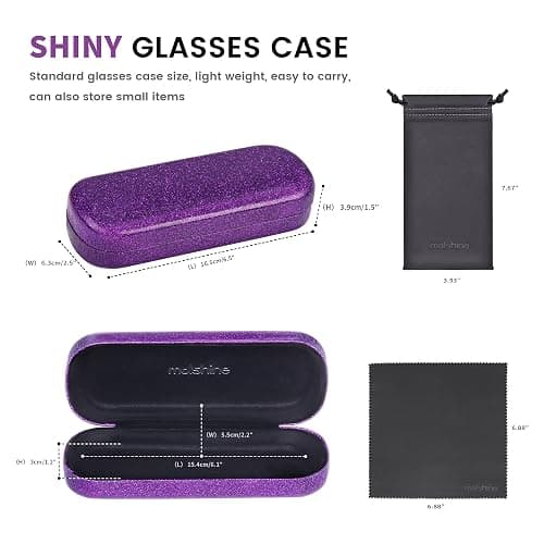 molshine Bling Hard Shell Glasses Case,Portable Sparkling Shiny Eyeglass Case for Men Women Girl Travel Study Work thumbnail 3