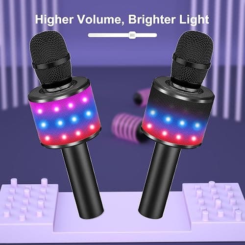 BONAOK Karaoke Microphone for Kids & Adults - Bluetooth Microphones Singing Mic with Disco Lights, Echo Effect, Built-in Speaker Portable Karaoke Player for Party Travel Gifts Q78(Black) thumbnail 5
