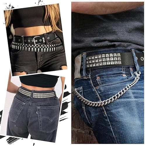 YA BELT Studded Belt for Women and Men Goth Metal Punk Belt Scene Style Cool Belts for Jeans thumbnail 6