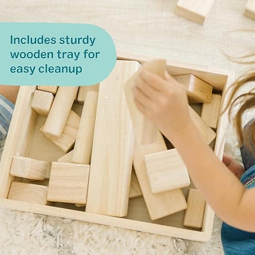 Melissa & Doug Standard Unit Solid-Wood Building Blocks With Wooden Storage Tray (60 pcs) thumbnail 6