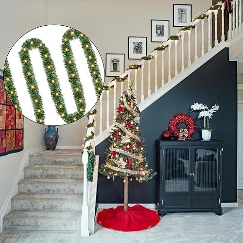 Dazzle Bright 50 FT Pre-lit Christmas Green Garland, 150 LED Lights Lighted Artificial Pine Garlands, for Indoor Outdoor Christmas Decor Holiday Wedding Decoration thumbnail 5