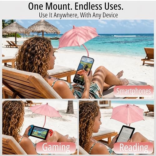 ZENELANEP Magnetic Umbrella Phone Stand for Sun Protection – Adjustable Phone Umbrella Sun Shade Shield for All Smartphones, Detachable Ring Stand, Heat-Resistant, Car Mount Compatible thumbnail 6