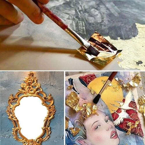 Gwybkq 400 Pieces Gold Leaf Sheets, Imitation Gold Leaf Paper, Multi-Color Silver Leaf Paper for DIY Arts Decoration, 4 Colors 5.5 by 5.5 Inches thumbnail 7