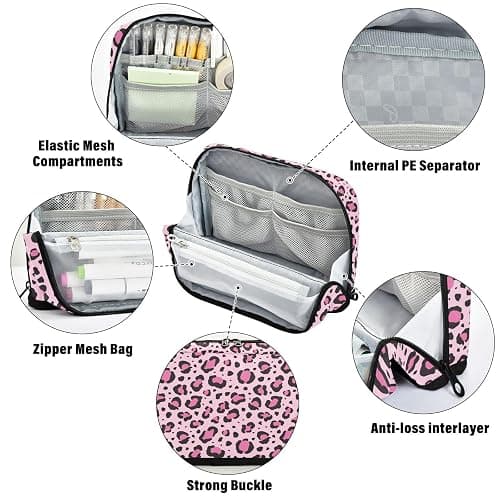 Sletend Big Capacity Leopard Print Pencil Case Large Pencil Pouch Portable Zippered Storage Pouch for Boys Girls Adults Students thumbnail 4