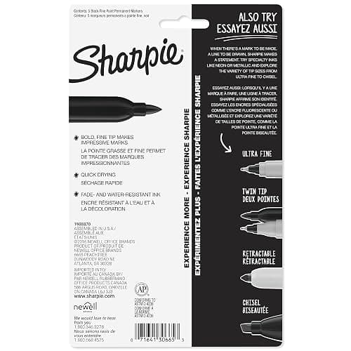 Sharpie Permanent Markers, Fine Tip, Black, 5 Count - Quick Drying, Fade Resistant thumbnail 7