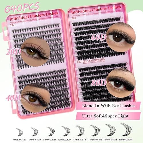 Lash Clusters Kit for Beginners Eyelash Clusters Kit Lashes Clusters Kit Cluster Lashes Pestañas Postizas Naturales with Lash Bond&Seal,Lash Tweezers,Brush RITALASH(640pcs 20D+40D+60D+80D Kit,9-16mm) thumbnail 9