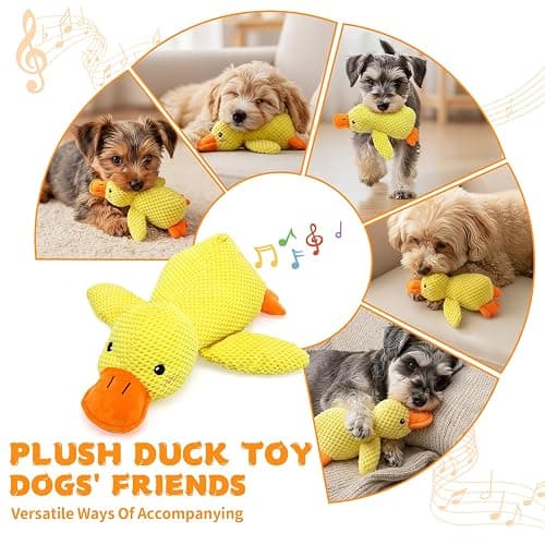 VOXGET Calming Duck Toy for Dogs, 2026 New Interactive Crinkle Toy with Quack Sound for Dogs Teeth, Soft Stuffed Plush Mellow Calming Duck Pillow for Puppy Keep Busy -Yellow, 9.8"x8.6"(S) thumbnail 8