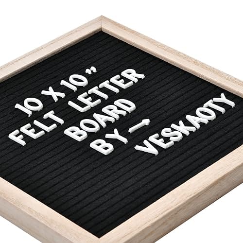 Veskaoty Felt Letter Board with 294 Letters, 10 x 10 Inch, Black & Wood | Changeable Message Board, Wooden Frame, Wall Mount, Numbers, Symbols, Baby Pregnancy Announcement Sign, Classroom Decor thumbnail 4