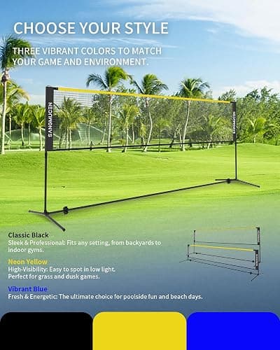 SANGMUCEN 10/13/16.5ft Portable Badminton Net Set Outdoor and Indoor, Height Adjustable Sports Net for Volleyball, Pickleball, Tennis,Stable Alloy Steel Frame and Carry Bag for Backyard, Beach, Pool thumbnail 8