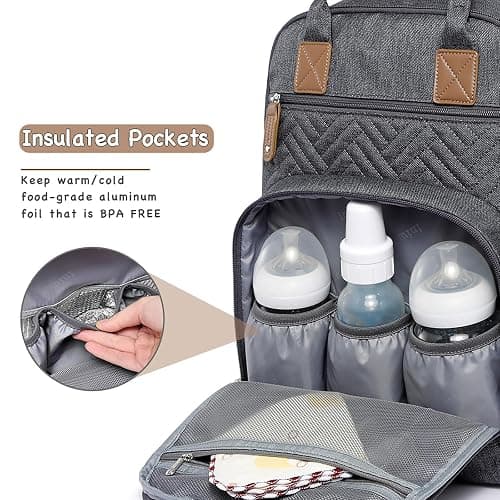 iniuniu Diaper Bag Backpack, 4 in 1 kit Large Unisex Baby Bags for Boys Girls, Waterproof Travel Back Pack with Diaper Pouch thumbnail 2