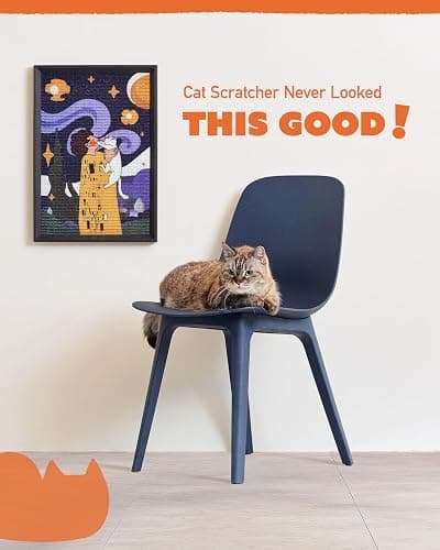 Decorative Wall Art Cat Scratcher for Vertical Scratching, 14"x20" Framed Sisal Scratch Pad Mat with Renter-Friendly No-Drill Wall Mounted Setup, Durable Alternative to Cardboard (Not The Kiss) thumbnail 2