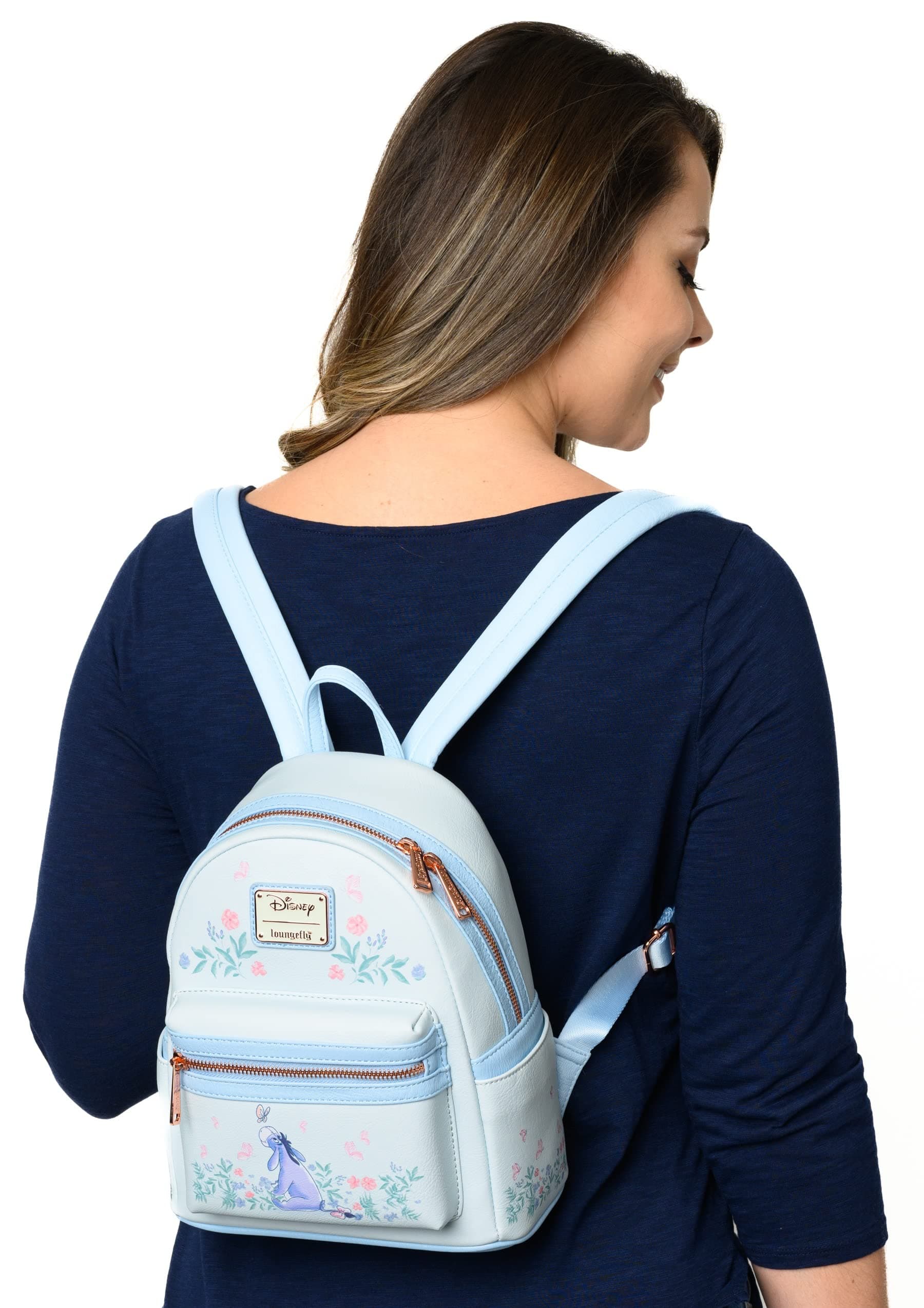 Loungefly Winnie the Pooh Eeyore Mini Backpack Handbag Floral Print Double Strap Shoulder Bag thumbnail 8