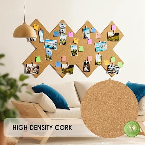 MaxGear Large Cork Board for Wall 36" x 24", 6 Pack Cork Board Tiles with 20 Pushpins & Safe Removable Adhesive Tabs, 12" x 12" Corkboards for Office, School & Home thumbnail 3