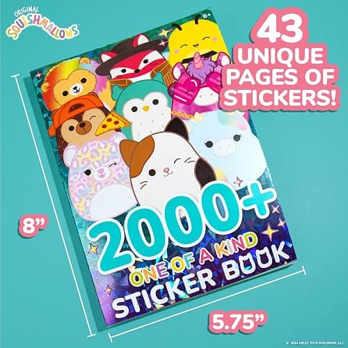 Original Squishmallows 2000+ One of a Kind Sticker Book, 43 Sticker Sheets, Kawaii Squishmallows Stickers for Water Bottle, Notebooks, Party Favor Bags, Cute Stickers & Sticker Books for Kids Ages 4-8 thumbnail 7