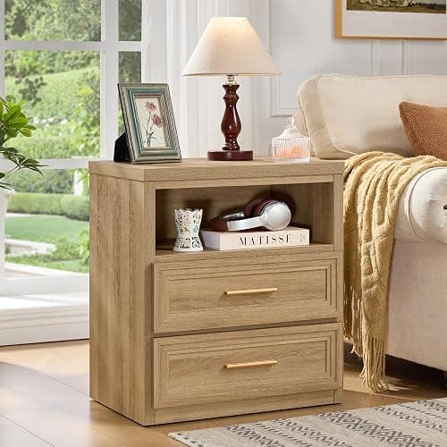 RWYHG Dresser and Nightstand Sets 2 Piece, 6-Drawer Dresser, Oak | Farmhouse Bedroom Dresser and Nightstand Set with 6-Drawer Dresser and 2-Drawer Nightstand, Metal Handles and Ample Storage thumbnail 5
