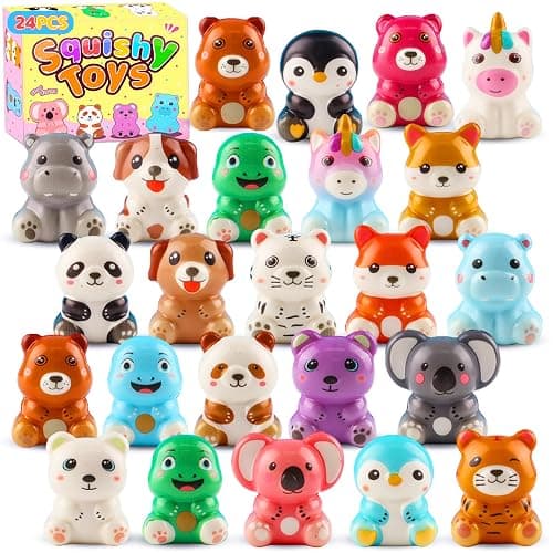 KissFuture 24 PCS Animal Slow Rising Squishy Toys, Squeeze Toys, Party Favors for Kids, Pinata Stuffers, Goodie Bags Stuffers, Birthday Gifts for Boy & Girls, Classroom Prizes - Image 1