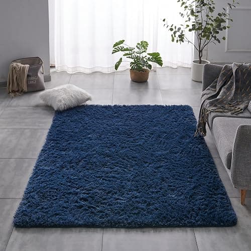 TABAYON Shaggy Navy Blue Rug, 2x3 Area Rugs for Living Room, Anti-Skid Extra Comfy Fluffy Floor Carpet for Indoor Home Decorative thumbnail 2