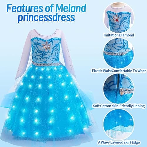 CVNHMG Princess Dress for Girls | Sparkly Cape & Crown | Ages 3-10 | Birthday, Halloween, Party Costume thumbnail 4
