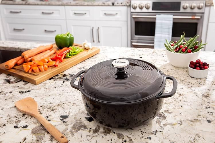 Lodge Manufacturing Company EC6D18 Enameled Dutch Oven, 6 qt, Midnight Chrome thumbnail 7