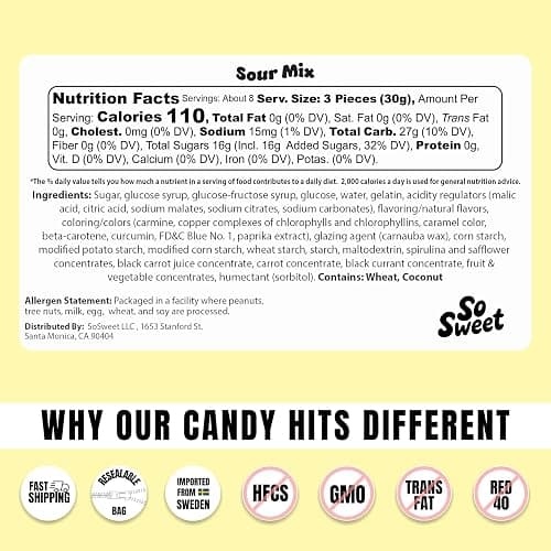 Swedish Sour Candy Mix 1/2lb – Authentic Scandinavian Imported Sour Gummies Variety Bag, Tangy Pick & Mix Assortment & Premium Sour Candy Gift thumbnail 2