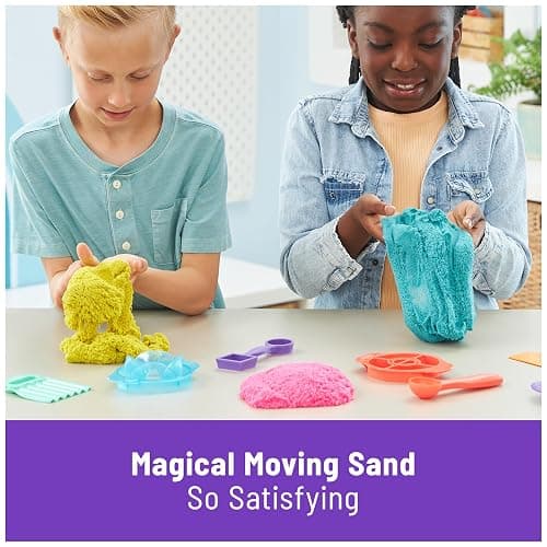 Kinetic Sand, Ultimate Sandisfying Set with 2lbs Play Sand (Pink, Yellow & Teal), 10 Tools & Molds, Sensory Toys, Holiday Gifts & Stocking Stuffers for Kids Ages 3 and up thumbnail 7