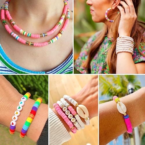 Redtwo 3400 Pcs Clay Beads Bracelet Making Kit, Friendship Bracelet Kit for Jewelry Making, Flat Polymer Heishi Beads with Charms, Gifts Crafts Set for Girls Ages 6-12 thumbnail 4