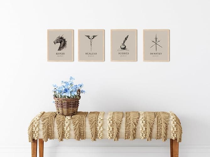 TwoDays 4th Wing Bookish Merch Room Decor, War College Four Quadrants Inspired Wall Art Prints for Fans Gifts, Fantasy Book Merchandise Posters. (8" X 10", Set of 4, UNFRAMED) - Fantasy - Unframed - 8x10 thumbnail 5