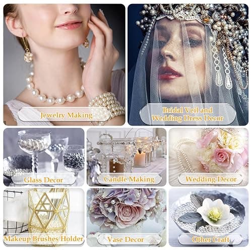 anezus Pearl Beads for Craft, 1000pcs Ivory Faux Fake Pearls, 6 mm Small Sew on Pearl Beads with Holes for Jewelry Making, Bracelets, Necklaces, Hairs, Crafts, Decoration and Vase Filler thumbnail 2
