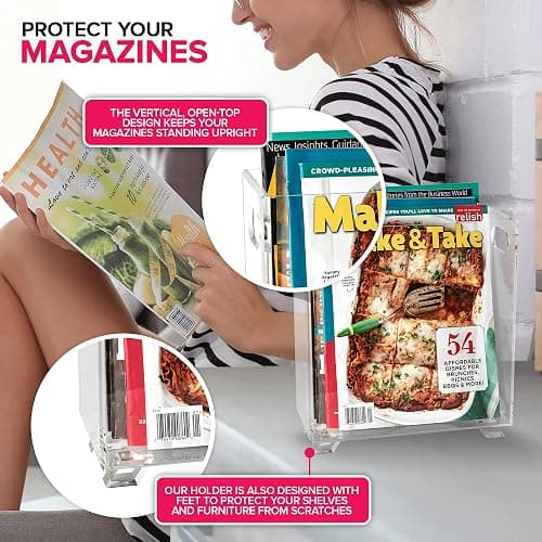 Stock Your Home Acrylic Magazine Holder - Crystal Clear Holder - Shatterproof - Open Top - Space Saver - For Magazines, Publications, Office Desk, Reception, Waiting Room thumbnail 5